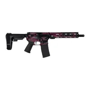 Shark Coast Tactical SCC07053ANBCHY-P Anime-15 5.56 NATO 30+1 10.50 Black Nitride Threaded Barrel, Black Cherry Cerakote Aluminum Receiver w/Picatinny Rail, Polymer SB Tactical SBA3 Brace, Magpul MOE