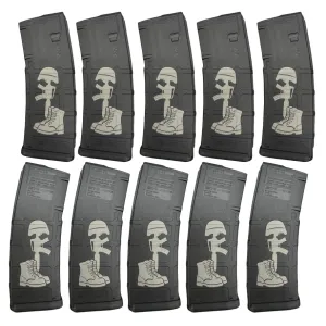 BHA Custom Lasered Battle Field Cross 30rd AR-15 Magazine 10 Pack