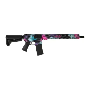 Shark Coast Tactical SCC101938DISB Anime-15  5.56 NATO 30+1 16 Black Nitride Threaded Barrel, Disco Cerakote Aluminum Receiver w/Picatinny Rail, M-LOK Handguard, Magpul Collapsible Black Polymer Stoc