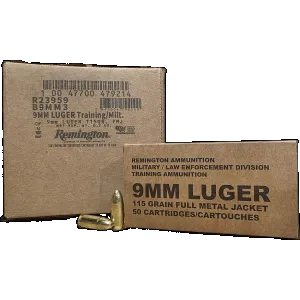 Remington Overrun Mil/LE Division Training 9mm, 115gr FMJ, 500rd Case