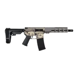 Shark Coast Tactical SCC07428MILFDE-P Military 5.56 NATO 30+1 10.50 Black Nitride Threaded Barrel, 2-Tone FDE Cerakote Aluminum Receiver w/Picatinny Rail, M-LOK Handguard, Polymer SB Tactical SBA3 Br