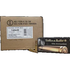 Sellier & Bellot Rifle 7.62x39mm, 124gr SP, 600rd Case