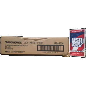 Winchester USA Target Pack .380acp, 95gr FMJ, 500rd Case