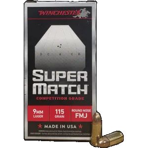 WIN SUPER MATCH 9MM 115GR FMJ RN 50/10