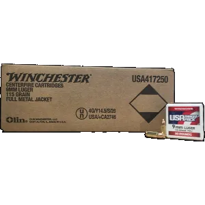 Winchester USA Target Pack 9mm, 115gr FMJ, 1000rd Case