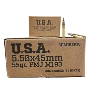 Winchester USA M193 5.56x45mm, 55gr FMJ, 1000rd Case
