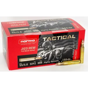 Norma Tactical .223 REM 55 gr FMJ (Full Metal Jacket) Ammunition 150rd Box