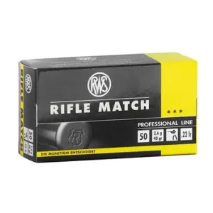 RWS/Umarex 2134225 Rifle Match Professional Line 22LR 40gr Lead Round Nose 50 Per Box/100 Case