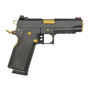 Alpha American Firearms' AAF, 9mm, 4.25 Barrel, 2- 17rd Magazines, Black & Gold w/ Gold Bushing, Optics Cut, Pistol