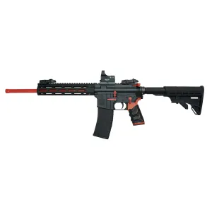 Tippmann M4-22 Redline Compliant, Semi-auto Rifle, AR, 22 LR, 16 in Barrel, Red, Composite MLOK Handguard, Matte Finish, Black, Red Accents, M4 Collapsible Stock, TandemKross Hive Grip, 1 Mag, 10 Rounds, Includes Hawke Reflex Sight A101113