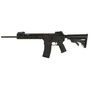Tippmann M4-22 RCR, Semi-auto Rifle, AR, 22 LR, 16 in Non Threaded Barrel, Built in Compensator, Composite MLOK Handguard, Forward Side Charging Handle, Matte Finish, Black, M4 Collapsible Stock, Fron