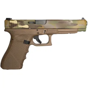 Weapon Works PI3430103-228071 G34 Gen3 Competition Frame 9mm Luger 17+1 5.31 Black Steel Barrel, MC w/Mesh Stippling Long/Serrated Steel Slide, Flat Dark Earth Poly Frame w/Pic Rail, Pistol