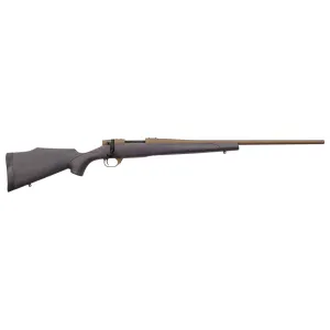 Weatherby VWB65CMR4T Vanguard Weatherguard 6.5 Creedmoor Caliber with 4+1 Capacity, 24in Barrel, Burnt Bronze Cerakote Metal Finish Bronze Webbed Black Fixed Monte Carlo Stock Right Hand (Full Size)
