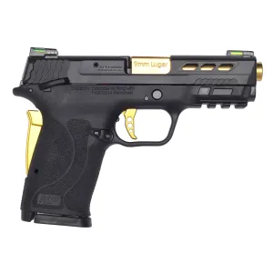 Smith & Wesson M&P 9 Shield EZ Gold Performance Center Pistol 13227, 9mm, 3.83 Ported, Safety, Black/Gold, 8 Rds