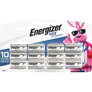 Energizer EL123BP12 123 Lithium Battery Silver 3.0 Volt 1,500 mAH Qty (24) 12 Pack