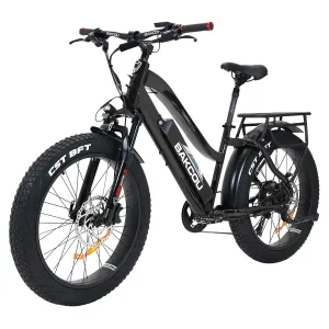Bakcou E-bikes BFST24BB21 Flatlander ST 24 Matte Black 18 in w/Stand Over Height of 26 in Frame, Shimano Alivio Hill-Climbing 9 Speed Bafang 750W High-End Rear Hub Motor, 25+ mph Speed
