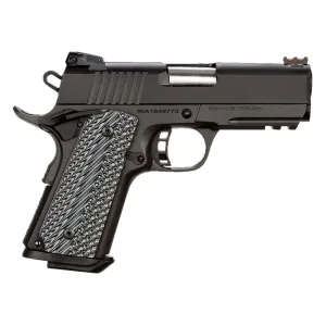 Rock Island 51470 Tac Ultra CS 45 ACP Caliber with 3.62 in Barrel, 7+1 Capacity, Overall Black Parkerized Finish Steel, Picatinny Rail/Beavertail Frame, Serrated Slide & Black/Gray G10 Grip, Pistol