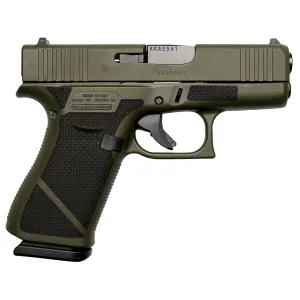 Weapon Works UX4350201-228081 G43X Sub-Compact Frame 9mm Luger 10+1 3.41 in Black Steel Barrel, OD Green w/Diamond Stippling Serrated Slide & Polymer Frame w/Beavertail, Black Textured Grip, Pistol