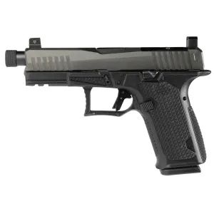 Lone Wolf Distributors Dusk19, Striker Fired, Semi-auto, Polymer Frame Pistol, Compact, 9mm, 4.6 in Threaded Black Barrel, Matte Finish, Black Slide and Gray Frame, RMR Compatible Optic Cut, Front Nig