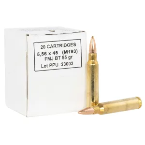 PPU PPRM556B Metric Rifle 5.56x45mmNATO 55gr Full Metal Jacket Boat Tail 1000 Per Box/1 Case, Centerfire Rifle Ammo