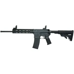 Tippmann M4-22 Pro Compliant, Semi-auto Rifle, AR, 22 LR, 16 in Fluted Barrel, Composite MLOK Handguard, Faux Slip Fit Flash Hider, Matte Finish, Black, M4 Collapsible Stock, Front/Rear Flip Sights, 1 Mag, 10 Rounds A101092