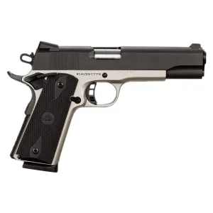 Rock Island 51447 Rock Standard FS 45 ACP Caliber with 5 in Barrel, 8+1 Capacity, Nickel Finish Steel Beavertail Frame, Serrated Black Parkerized Steel Slide & Black Rubber Grip, Pistol