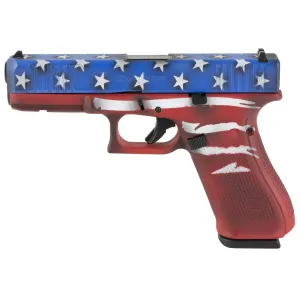 Glock 22 GEN 5 Semi-automatic Striker Fired Full Size 40 SW 4.49 in Red PA225S204-RWBBWFL, Wht, Blu BW Flag Polymer 15 Rounds 3 Mags Fixed Sights PA225S204-RWBBWFL Skydas Cerakote