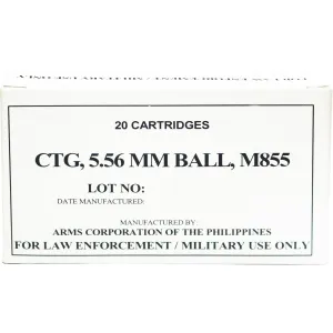 Armscor Ammo, 556NATO, 62 Grain, Full Metal Jacket, 20 Round Box 50173
