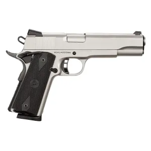 Rock Island 51448 Rock Standard FS 45 ACP 8+1 5 in Barrel, Overall Matte Nickel Finish Steel, Beavertail Frame, Serrated Slide & Black Rubber Grip, Pistol