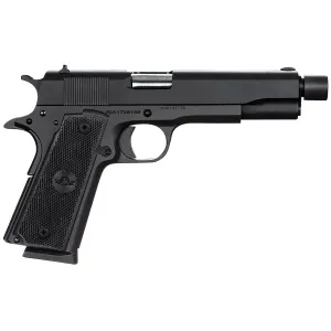 Rock Island 51473 GI Standard FS 45 ACP Caliber with 5 in Barrel, 8+1 Capacity, Overall Black Parkerized Finish Steel, Beavertail Frame, Serrated Slide & Black Rubber Grip, Pistol