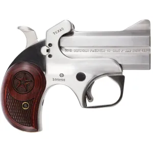 Bond Arms Texas Defender Revolver BATD40SW, 40 S&W, 3 in BBL, Break Open, Rosewood Grips, Fixed Sights, Stainless Finish, 2 Rds