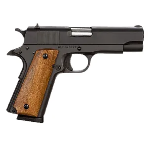 Rock Island 51417MA GI Standard MS *MA Compliant 45 ACP Caliber with 4.20 in Barrel, 8+1 Capacity, Overall Black Parkerized Finish Steel, Beavertail Frame, Serrated Slide & Wood Grip, Pistol