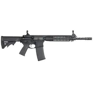 LWRC M6 IC Enhanced Gas Piston Carbine ICER5B16, 5.56 NATO, 16.1 in Spiral Fluted BBL, LWRCI Stock, Skirmish Folding Sights, 9 in Modular Rail, Black Finish, Adj Gas Block, 30 Rds