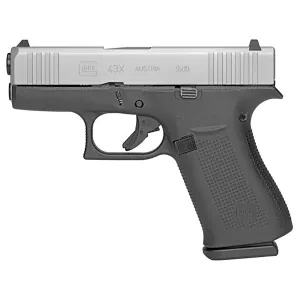 Glock PR43509XSL G43X 9mm Luger 3.41 in 10+1 Silver PVD Slide Black Polymer Grip