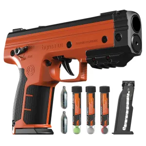 Byrna Technologies LK68300-1-ORN-PEPPER Byrna Le Pepper Kit CO2 .68 7rd Black Rubber Grips
