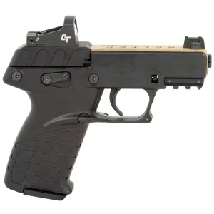 Kel-Tec P17BBLKRDTANS P17 w/Optic Sports South Exclusive Compact Frame 22 LR 16+1 3.80 in Black Threaded Barrel, Tan Serrated Slide, Tan w/Black Controls Polymer Frame w/Picatinny Rail, Tan GRN Grip, Crimson Trace Red Dot, Pistol