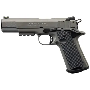 Chiappa Firearms 1911-22 Tac, Semi-automatic, Metal Frame Pistol, Full Size, 22LR, 5 in Barrel, Matte Finish, Tactical Gray, Plastic Grips, Adjustable Fiber Optic Sights, 10 Rounds, 2 Magazines 401.143