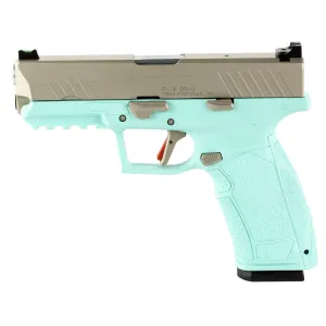 Tisas 15000134 PX-9 Carry 9mm Luger 20+1 18+1 3.50 in Steel Barrel, Optic Ready/Serrated Carbon Steel Slide, Robin Egg Blue Cerakote Polymer Frame w/Beavertail & Picatinny Rail, Robins Egg Blue Grip, Pistol