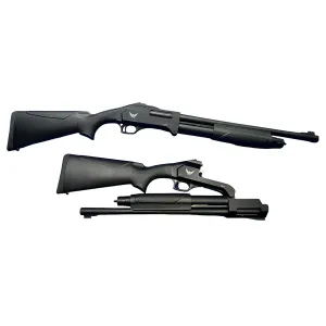 Axor PAF12GA Folding 12 Gauge with 18.50 in Barrel, 3 in Chamber, 4+1 Capacity, Overall Black, Folding Rec, Fixed Stock Right Hand Includes 4 Chokes