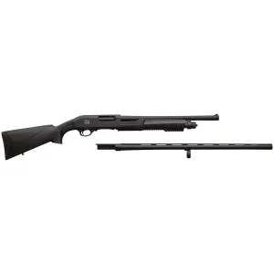 Charles Daly 301, Pump Action Shotgun, 12 Gauge, 3 in Chamber, 28 in and 26 in Barrel, Matte Finish, Black, 4 Rounds, Synthetic Stock 930.374