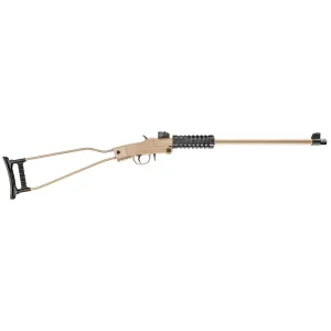 Chiappa Firearms Little Badger, Single Shot, Rifle, 22 LR, 16.5 in Barrel, Threaded Barrel, 1/2x24, Cerakote Finish, Desert Sand, Wire Stock with Shell Holder, Adjustable Sights, 1 Round, Includes Backpack, Ambidextrous 500.255
