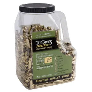 Top Brass 8B300BLKMYMJ Premium Reconditioned 300 Blackout Rifle Brass/ 1000 Per Jug