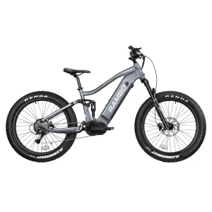 Rambo Bikes R750PFSGY Pursuit 2.0 Full Suspension Gray, Shimano High Performance 8 Speed, High Torque RTR1000TS Mid-Drive Motor, 20 mph Speed