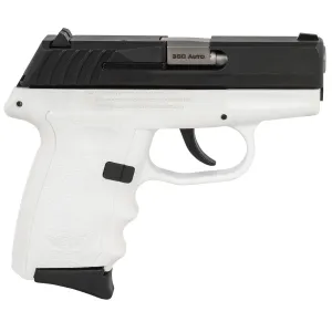 SCCY Industries CPX-3CBWT CPX-3 Sub-Compact Frame 380 ACP 10+1, 3.10 in Stainless Quadlock Barrel, Black Nitride Serrated Stainless Steel Slide, White Polymer Frame w/Finger Grooves, No Safety, Right Hand, Pistol