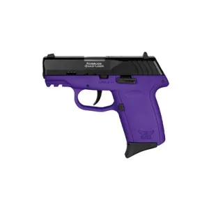 SCCY CPX-2 Gen 3, Double Action Only, Semi-automatic, Polymer Frame Pistol, Compact, 9MM, 3.1 in Barrel, Matte Finish, Black Slide, Purple Frame, 3 Dot Sights, 10 Rounds, 2 Magazines, BLEM (Broken Rear Sight) CPX-2CBPUG3