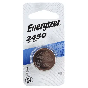 Energizer ECR2450 2450 Battery Silver Lithium Coin 3.0 Volts, 620 mAH Qty (72) Single Pack