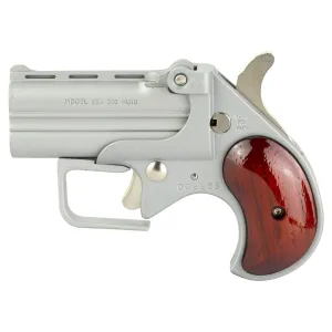 Old West Short Bore, Derringer, 380 ACP, 2.75 in Barrels, Satin Finish, Silver, Rosewood Grips, 2 Rounds, Guardian Package, Trigger Guard SBG380SR