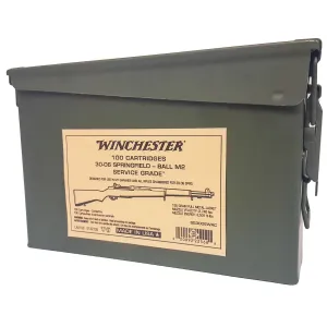 Winchester Ammo SG3006WAC Service Grade 30-06 Springfield 150 gr Full Metal Jacket (FMJ) 100 Bx/2 Cs (Ammo Can)