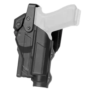 Rapid Force Rapid Force Duty Holster, Outside the Waistband Holster, Level 3 Retention, Fits Glock 19/19X/32/38/23 (Will Not Fit Gen 5 G23) with Light and Red Dot Sight, Mid Ride, Right Hand, Polymer, Black RFS-0057-R-MB-100-D