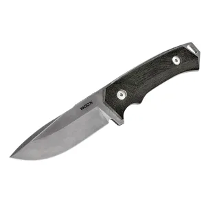 Woox BU.KNF001.05 Rock 62 4.25 Fixed Plain Black Mil-Spec Sleipner Steel Blade 4.75 Black Micarta Handle